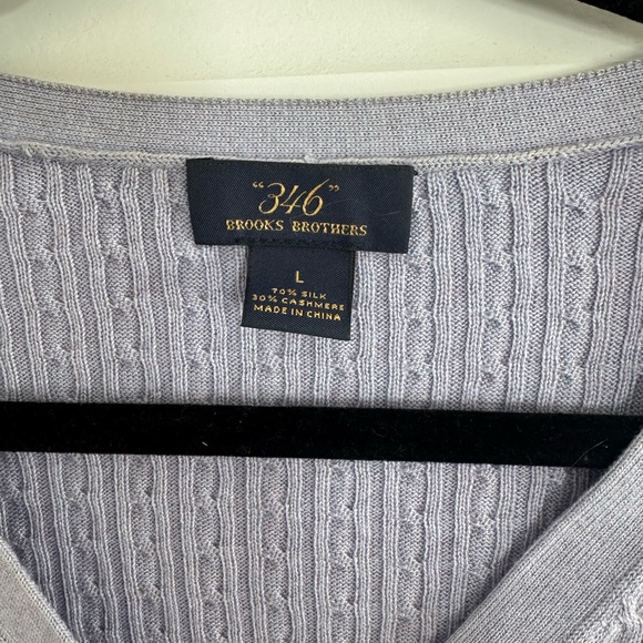 Brooke’s Brothers Brothers 346 cable-knit cardigan Women’s size L light purple - Picture 2 of 5